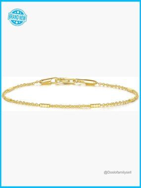 14K Gold Station Chain Bracelet Minimal Elegant Stackable Layering Jewelry